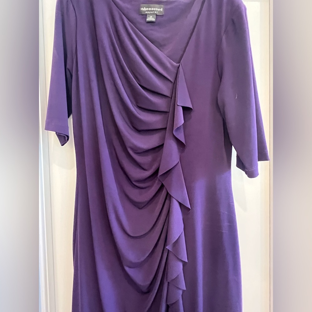 Connected apparel purple ruffled dress. Size 14